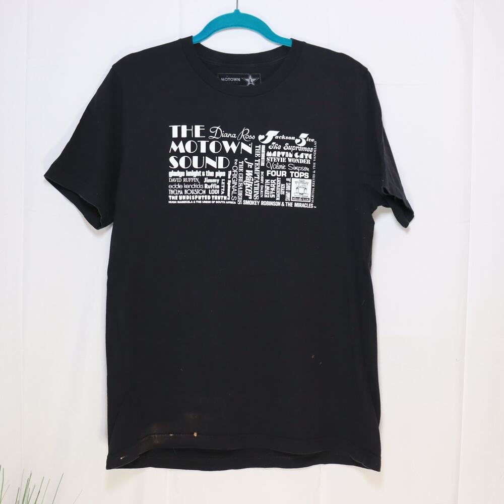 Motown‎ Records Graphic T-Shirt Black Size L Music History Tee